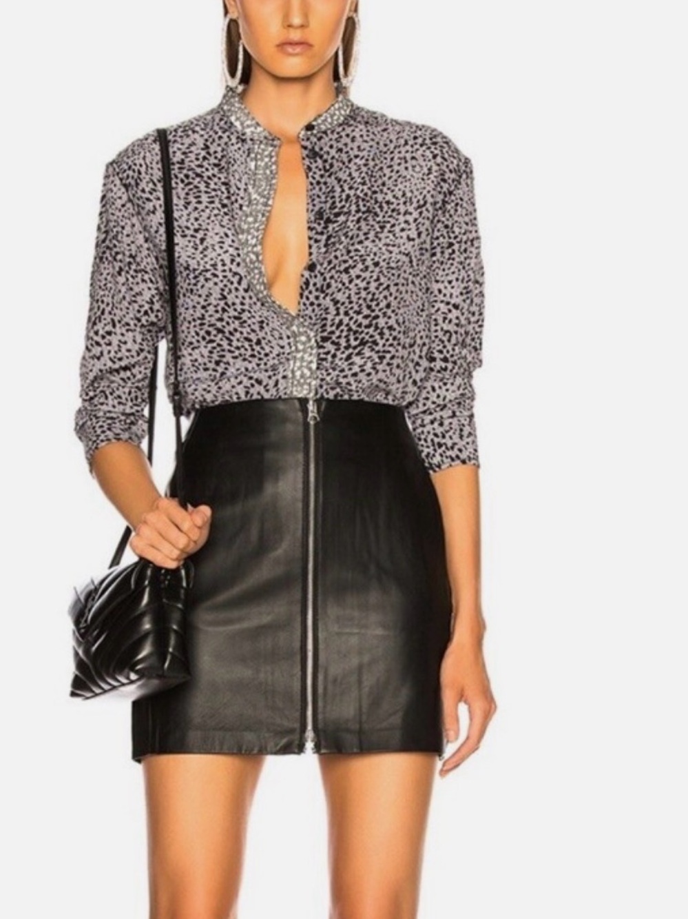 rag & bone Black Leather Heidi Skirt size 28 NWT